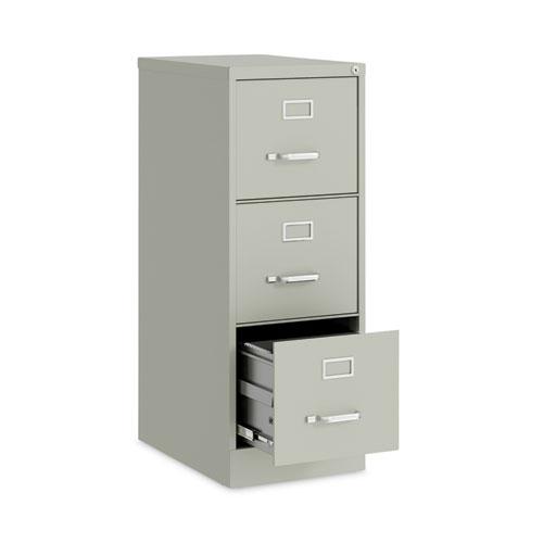 Three-Drawer Economy Vertical File, Letter-Size File Drawers, 15" x 22" x 40.19", Light Gray. Picture 5