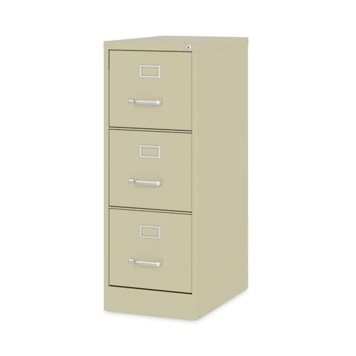 Three-Drawer Economy Vertical File, Letter-Size File Drawers, 15" x 22" x 40.19", Putty. Picture 3