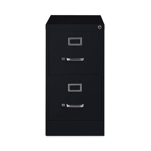 Two-Drawer Economy Vertical File, Letter-Size File Drawers, 15" x 26.5" x 28.37", Black. Picture 1