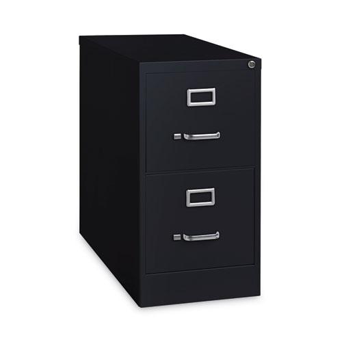 Two-Drawer Economy Vertical File, Letter-Size File Drawers, 15" x 26.5" x 28.37", Black. Picture 5