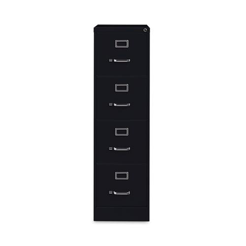 Four-Drawer Economy Vertical File, Letter-Size File Drawers, 15" x 26.5" x 52", Black. Picture 1