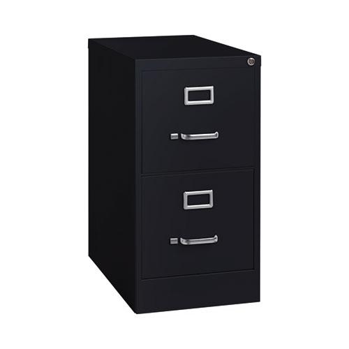 Two-Drawer Economy Vertical File, Letter-Size File Drawers, Black, 15" x 22" x 28.37". Picture 2