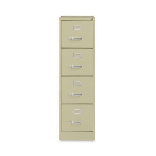 Four-Drawer Economy Vertical File, Letter-Size File Drawers, 15" x 26.5" x 52", Putty. Picture 1