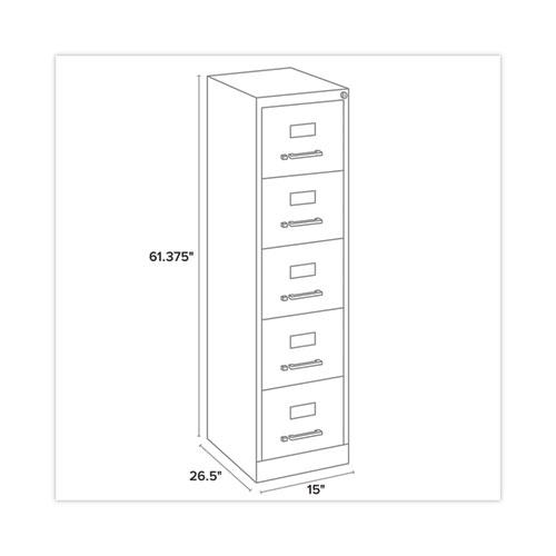 Five-Drawer Economy Vertical File, Letter-Size File Drawers, 15" x 26.5" x 61.37", Putty. Picture 2