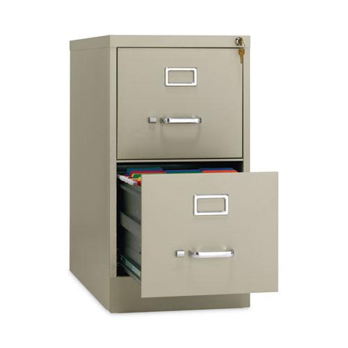 Two-Drawer Economy Vertical File, Letter-Size File Drawers, 15" x 26.5" x 28.37", Putty. Picture 3