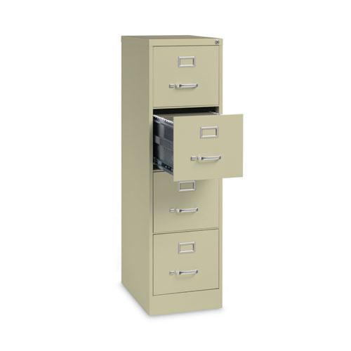 Four-Drawer Economy Vertical File, Letter-Size File Drawers, 15" x 22" x 52", Putty. Picture 4