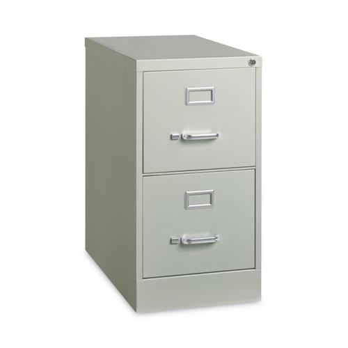 Two-Drawer Economy Vertical File, Letter-Size File Drawers, 15" x 26.5" x 28.37", Light Gray. Picture 2