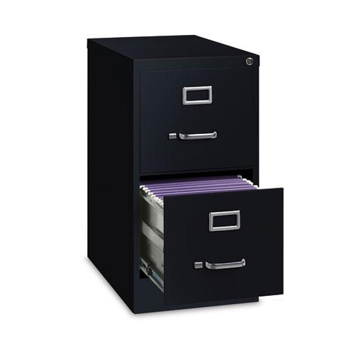 Two-Drawer Economy Vertical File, Letter-Size File Drawers, Black, 15" x 22" x 28.37". Picture 3
