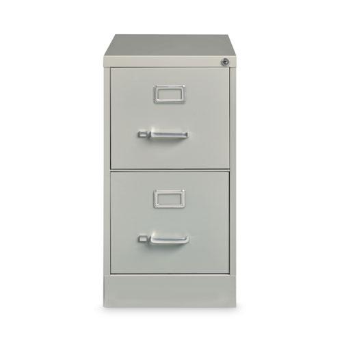 Two-Drawer Economy Vertical File, Letter-Size File Drawers, 15" x 26.5" x 28.37", Light Gray. Picture 1
