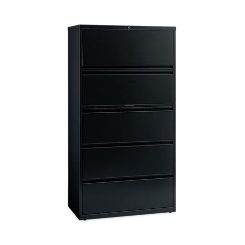 Lateral File Cabinet, 5 Letter/Legal/A4-Size File Drawers, Black, 36 x 18.62 x 67.62. Picture 1