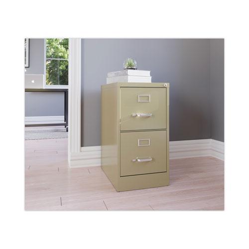 Two-Drawer Economy Vertical File, Letter-Size File Drawers, 15" x 22" x 28.37", Putty. Picture 2