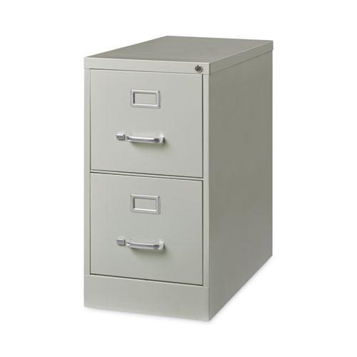 Two-Drawer Economy Vertical File, Letter-Size File Drawers, 15" x 26.5" x 28.37", Light Gray. Picture 3