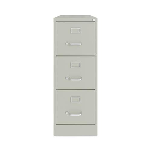 Three-Drawer Economy Vertical File, Letter-Size File Drawers, 15" x 22" x 40.19", Light Gray. Picture 1