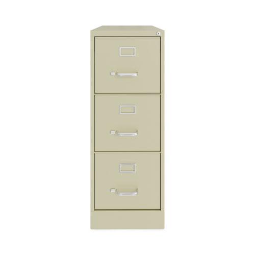 Three-Drawer Economy Vertical File, Letter-Size File Drawers, 15" x 22" x 40.19", Putty. Picture 1