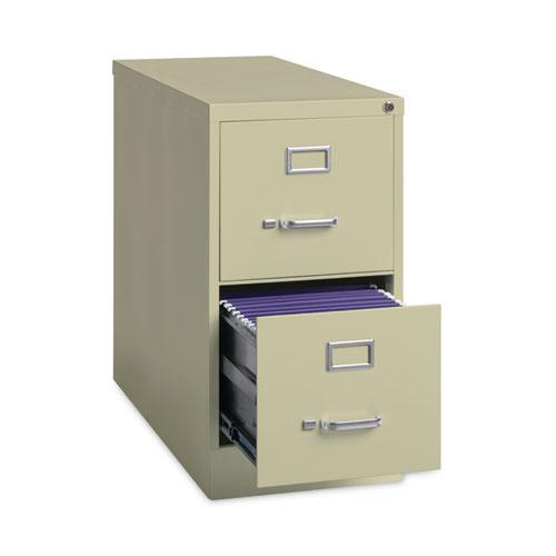 Two-Drawer Economy Vertical File, Letter-Size File Drawers, 15" x 26.5" x 28.37", Putty. Picture 4