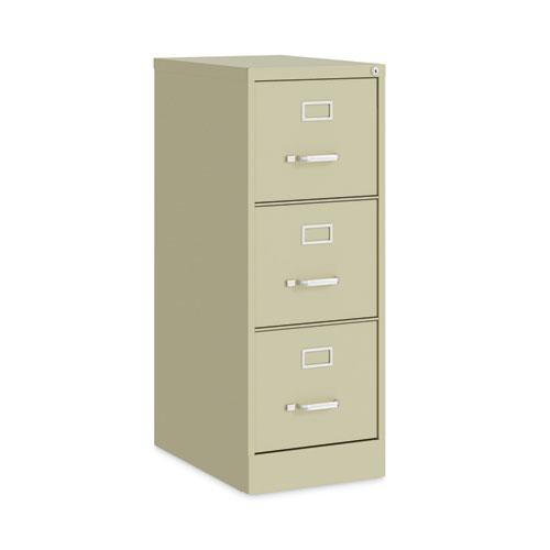 Three-Drawer Economy Vertical File, Letter-Size File Drawers, 15" x 22" x 40.19", Putty. Picture 5