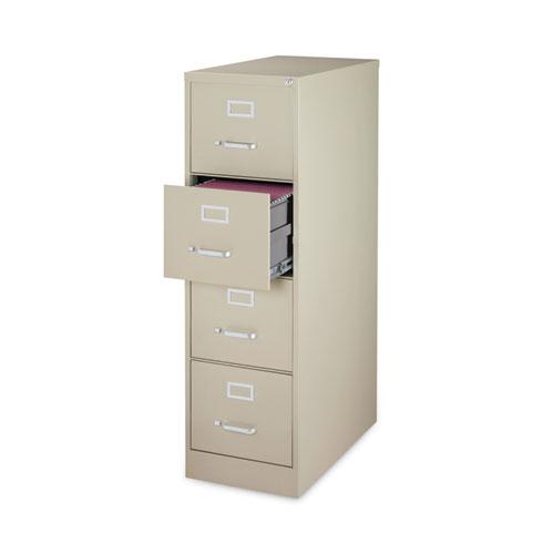 Four-Drawer Economy Vertical File, Letter-Size File Drawers, 15" x 26.5" x 52", Putty. Picture 4