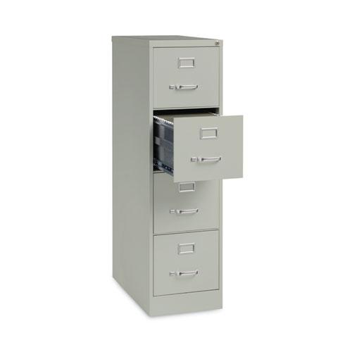 Four-Drawer Economy Vertical File, Letter-Size File Drawers, 15" x 26.5" x 52", Light Gray. Picture 3