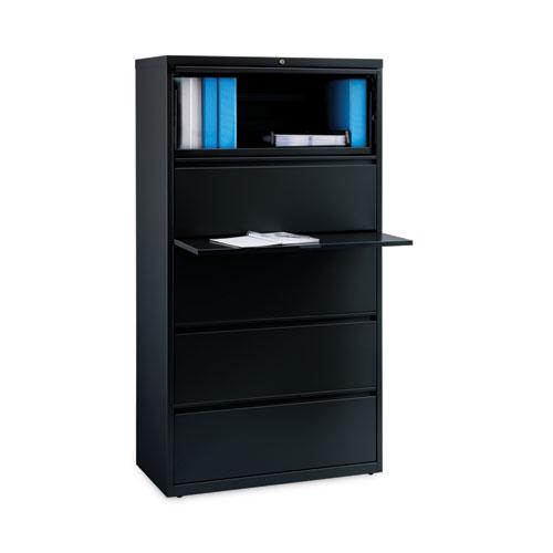 Lateral File Cabinet, 5 Letter/Legal/A4-Size File Drawers, Black, 36 x 18.62 x 67.62. Picture 4