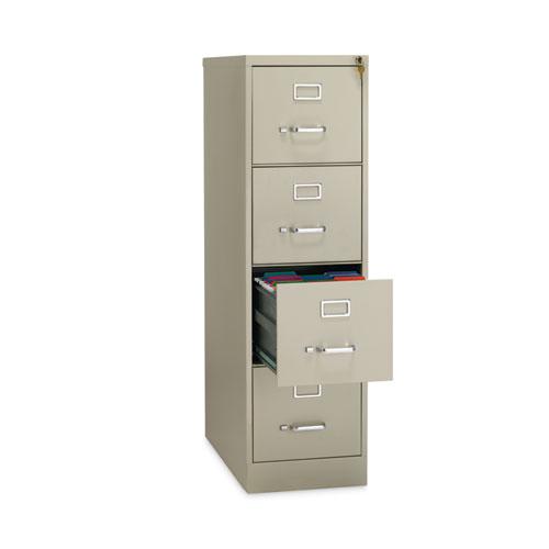 Four-Drawer Economy Vertical File, Letter-Size File Drawers, 15" x 26.5" x 52", Putty. Picture 5