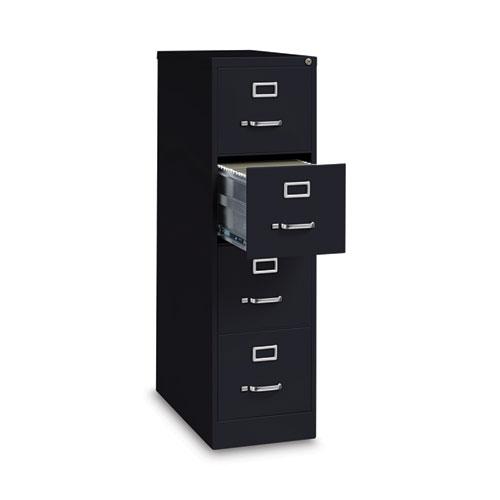 Four-Drawer Economy Vertical File, Letter-Size File Drawers, 15" x 26.5" x 52", Black. Picture 4