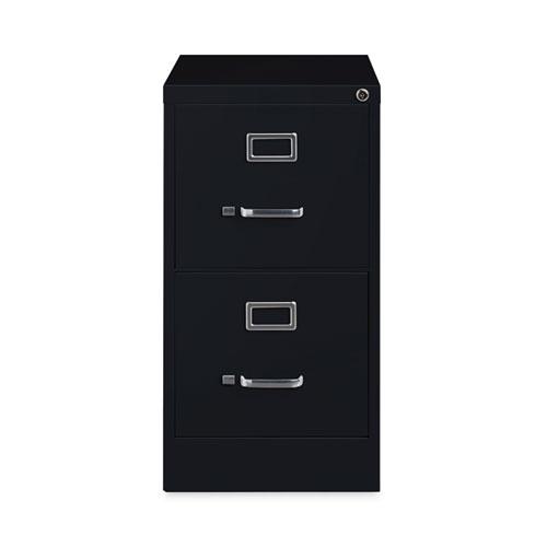 Two-Drawer Economy Vertical File, Letter-Size File Drawers, Black, 15" x 22" x 28.37". Picture 1