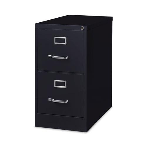 Two-Drawer Economy Vertical File, Letter-Size File Drawers, 15" x 26.5" x 28.37", Black. Picture 4