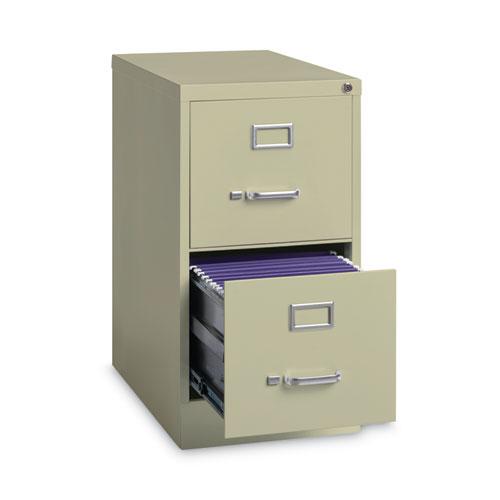 Two-Drawer Economy Vertical File, Letter-Size File Drawers, 15" x 22" x 28.37", Putty. Picture 3