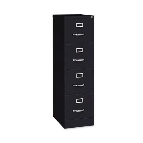Four-Drawer Economy Vertical File, Letter-Size File Drawers, 15" x 22" x 52", Black. Picture 3