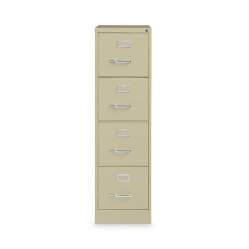 Four-Drawer Economy Vertical File, Letter-Size File Drawers, 15" x 22" x 52", Putty. Picture 1