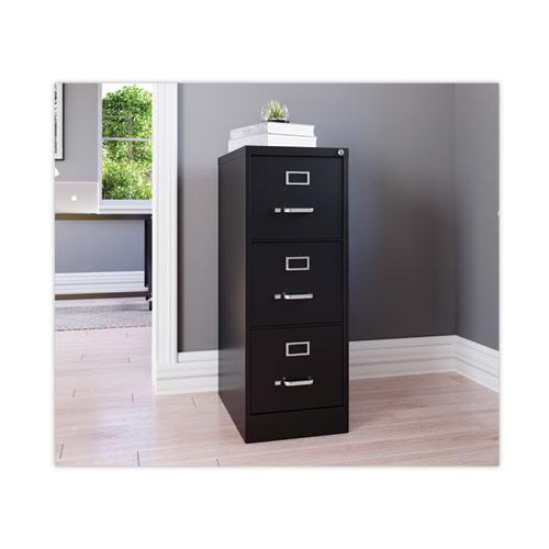 Three-Drawer Economy Vertical File, Letter-Size File Drawers, 15" x 22" x 40.19", Black. Picture 3