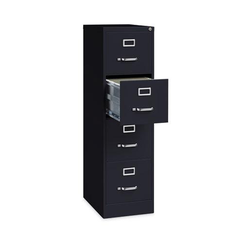 Four-Drawer Economy Vertical File, Letter-Size File Drawers, 15" x 22" x 52", Black. Picture 4