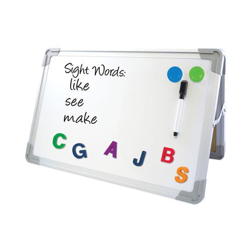 Dual-Sided Desktop Dry Erase Board, 18 x 12, White Surface, Silver Aluminum Frame. Picture 2