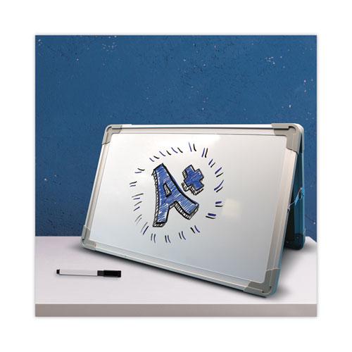 Dual-Sided Desktop Dry Erase Board, 18 x 12, White Surface, Silver Aluminum Frame. Picture 4