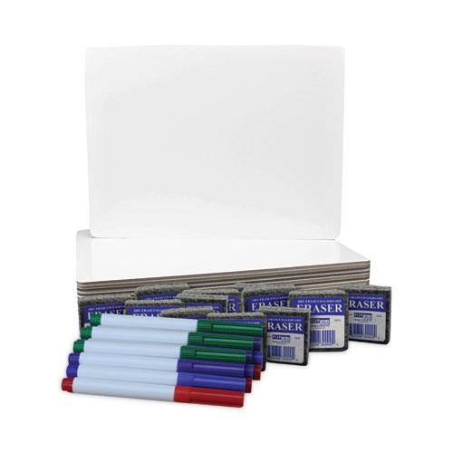 Dry Erase Board Set with Assorted Color Markers, 12 x 9, White Surface, 12/Pack. Picture 2