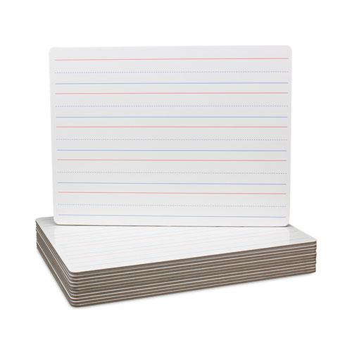 Magnetic Two-Sided Red and Blue Ruled Dry Erase Board, 12 x 9, Ruled White Front/Unruled White Back, 12/Pack. Picture 2