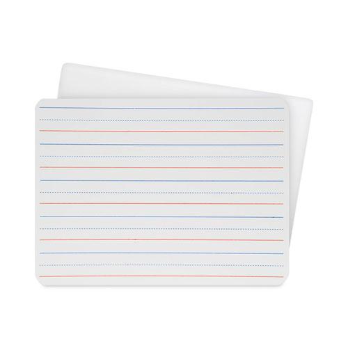 Two-Sided Red and Blue Ruled Dry Erase Board, 12 x 9, Ruled White Front/Unruled White Back, 24/Pack. The main picture.