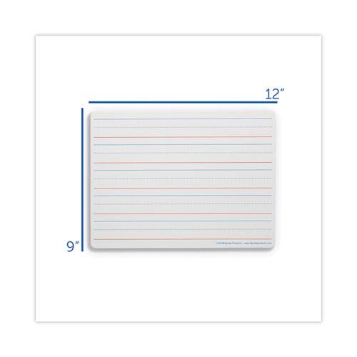 Two-Sided Red and Blue Ruled Dry Erase Board, 12 x 9, Ruled White Front/Unruled White Back, 24/Pack. Picture 5