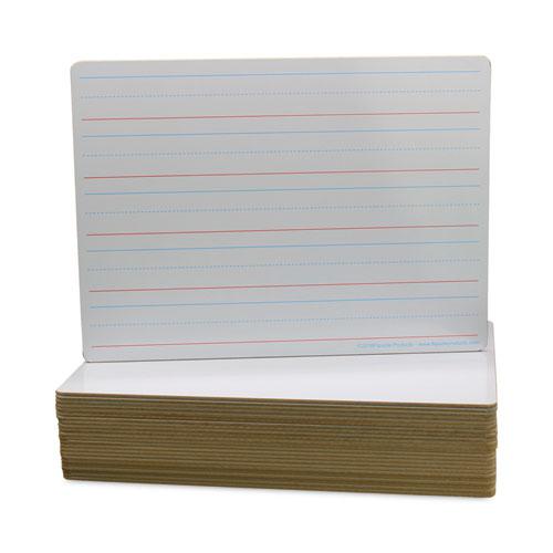 Two-Sided Red and Blue Ruled Dry Erase Board, 12 x 9, Ruled White Front/Unruled White Back, 24/Pack. Picture 2