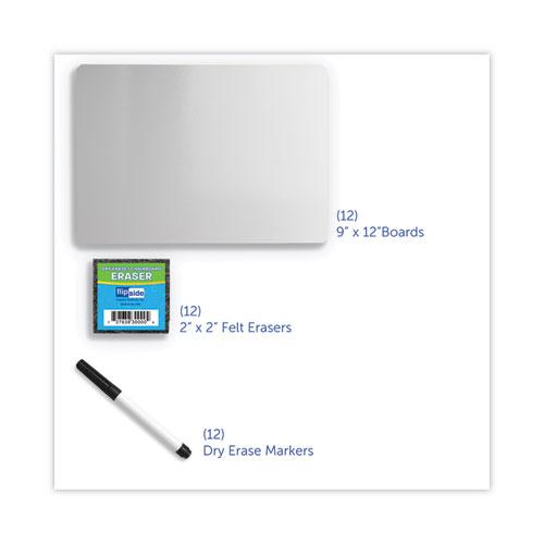 Dry Erase Board Set with Black Markers, 12 x 9, White Surface, 12/Pack. Picture 3