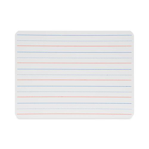 Magnetic Two-Sided Red and Blue Ruled Dry Erase Board, 12 x 9, Ruled White Front/Unruled White Back, 12/Pack. Picture 1