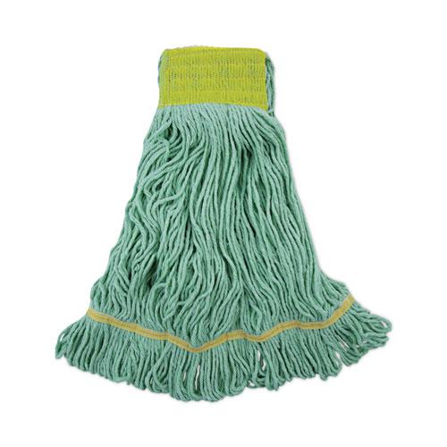 EcoMop Looped-End Mop Head, Recycled Fibers, Large Size, Green, 12/Carton. Picture 1