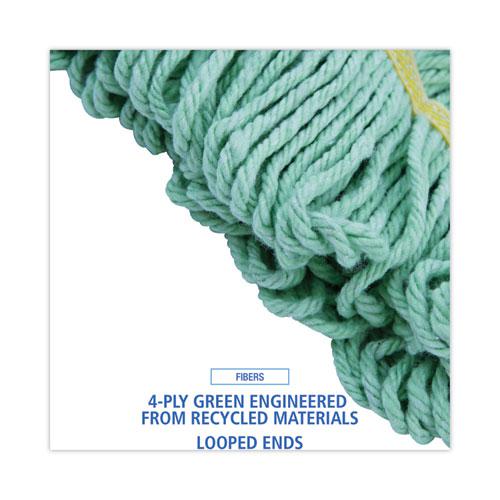 EcoMop Looped-End Mop Head, Recycled Fibers, Large Size, Green, 12/Carton. Picture 4