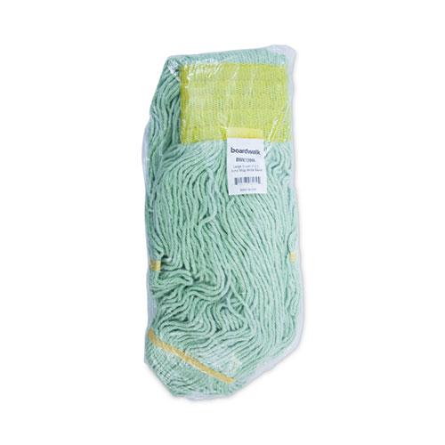 EcoMop Looped-End Mop Head, Recycled Fibers, Large Size, Green, 12/Carton. Picture 7