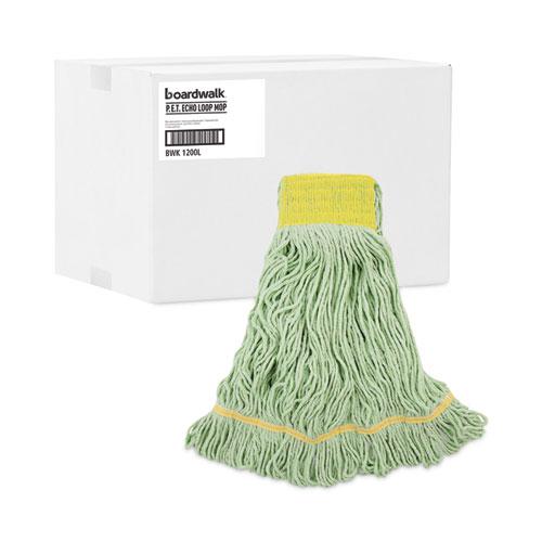 EcoMop Looped-End Mop Head, Recycled Fibers, Large Size, Green, 12/Carton. Picture 9