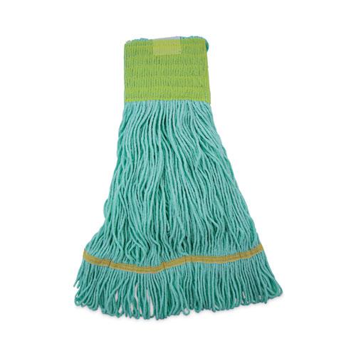 EcoMop Looped-End Mop Head, Recycled Fibers, Medium Size, Green, 12/Carton. Picture 1