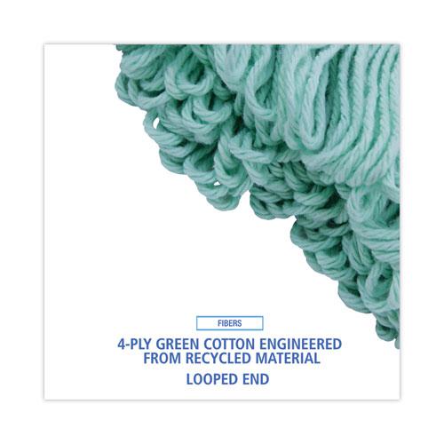 EcoMop Looped-End Mop Head, Recycled Fibers, Medium Size, Green, 12/Carton. Picture 4