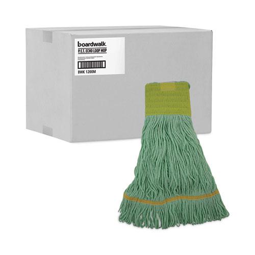 EcoMop Looped-End Mop Head, Recycled Fibers, Medium Size, Green, 12/Carton. Picture 9
