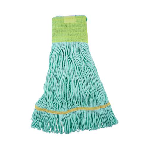 EcoMop Looped-End Mop Head, Recycled Fibers, Medium Size, Green. Picture 1