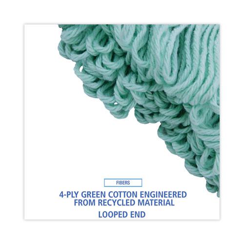 EcoMop Looped-End Mop Head, Recycled Fibers, Medium Size, Green. Picture 4